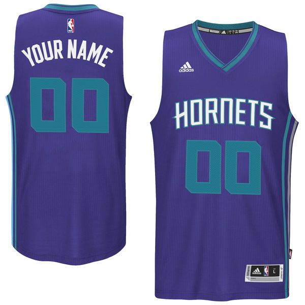 Men Charlotte Hornets Adidas Purple Custom Swingman Road NBA Jersey